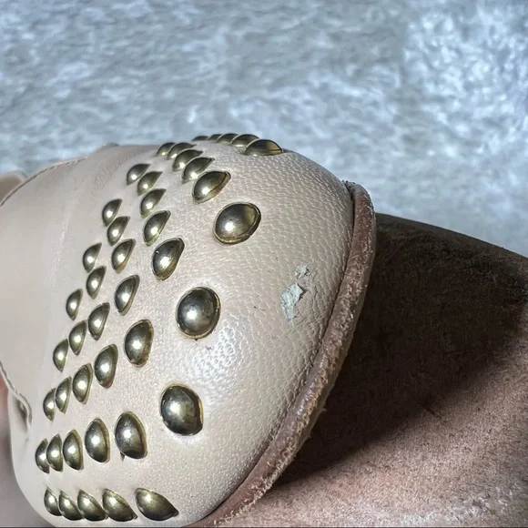 J Crew Darby Leather and Gold Studded Cap Toe Flats US 7.5 - Picture 12 of 13